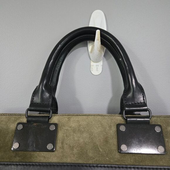 🐢 Rag & Bone New York Olive Green Suede Pilot Bag Large - Picture 5 of 17